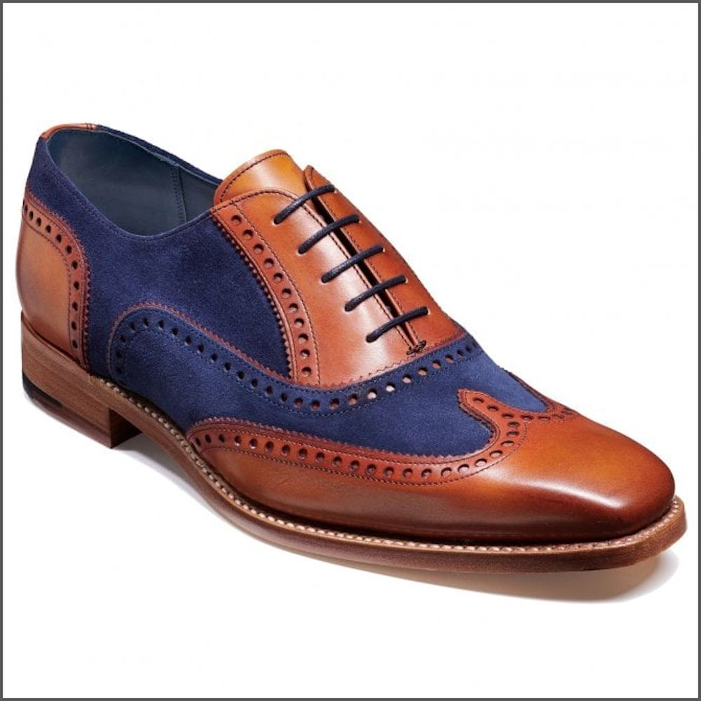 Barker Spencer Antique Rosewood/Navy Suede Oxford/