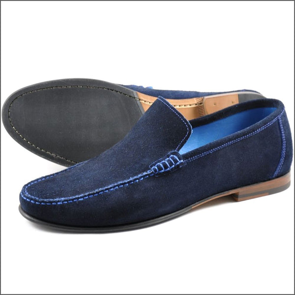 Loake Nicholson Navy Apron Moccasin Shoe: | cwmenswear