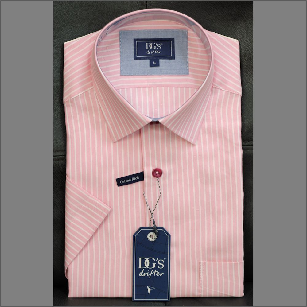 Dg's Pink with White Stripe Short Sleeve Shirt+