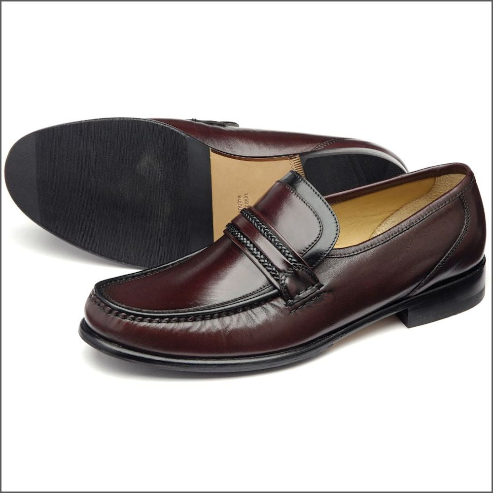 Loake Rome Burgundy Nappa Leather Moccasin. | cwmenswear