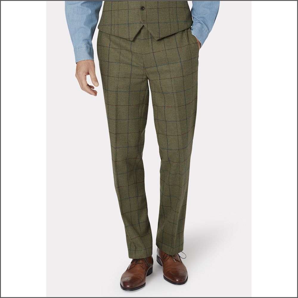 Brook Taverner Haincliffe Green with Blue Overcheck Tweed Suit Trouser/