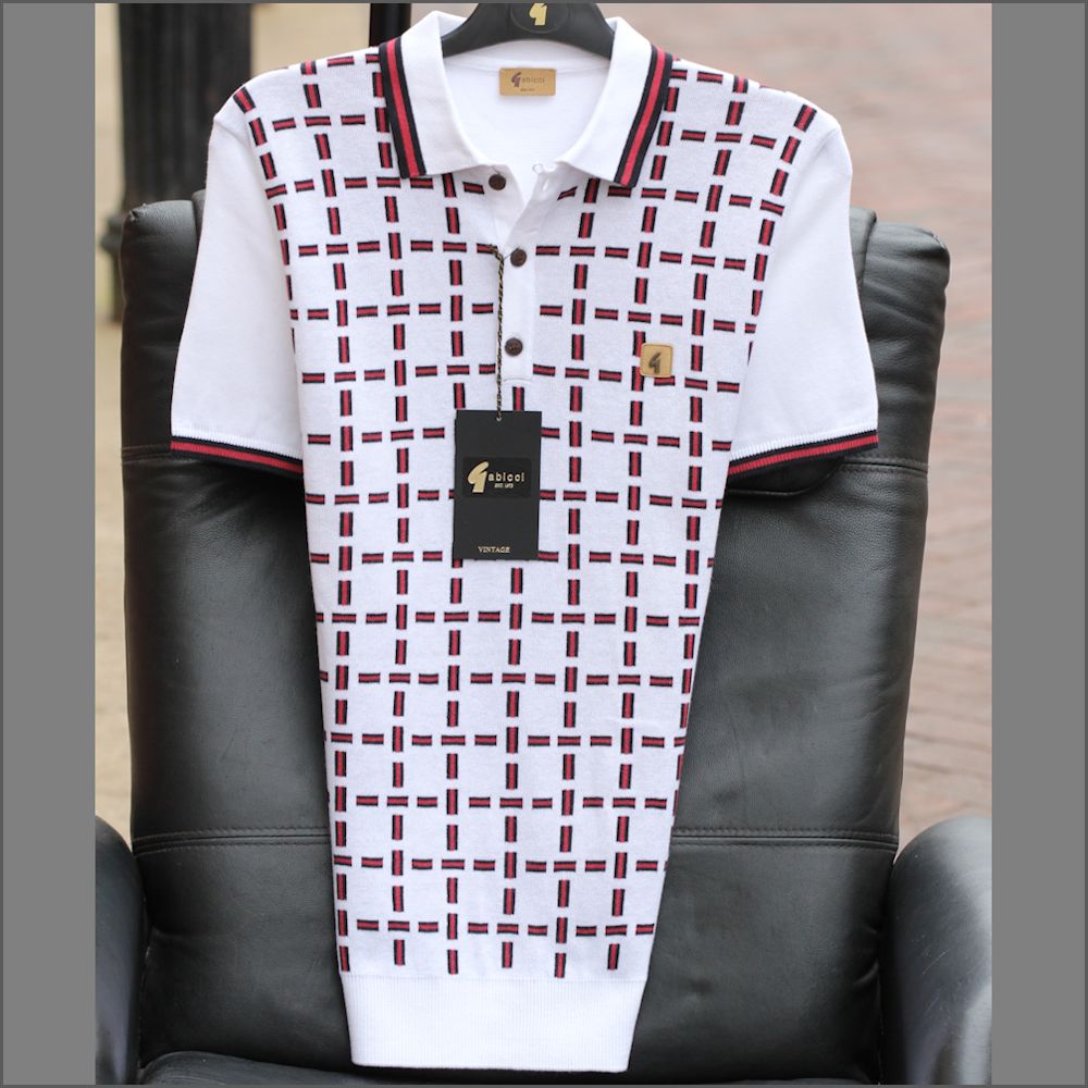 Gabicci Vintage V42 M06 White Pattern Polo Top*