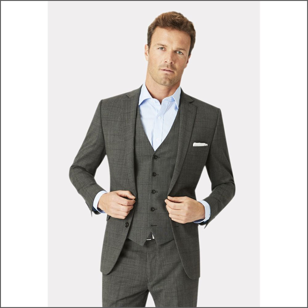 Brook Taverner Cassino Grey Check Washable Suit/