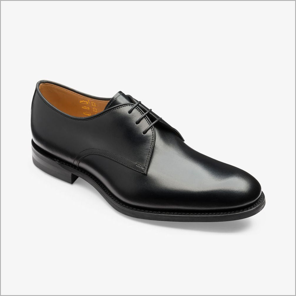 Loake Gable Black Contemporary Plain Tie Shoe- | cwmenswear