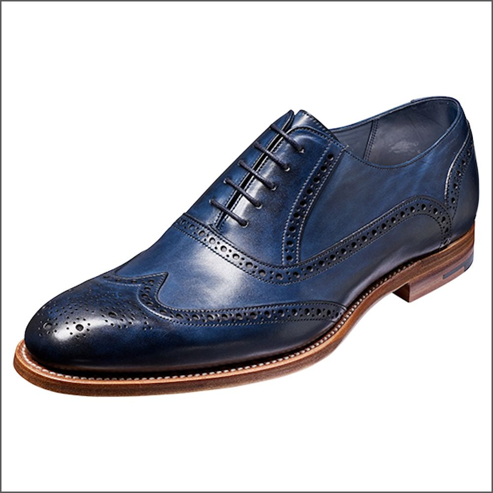 Barker Valiant Navy Hand Painted Wingtip Brogue/