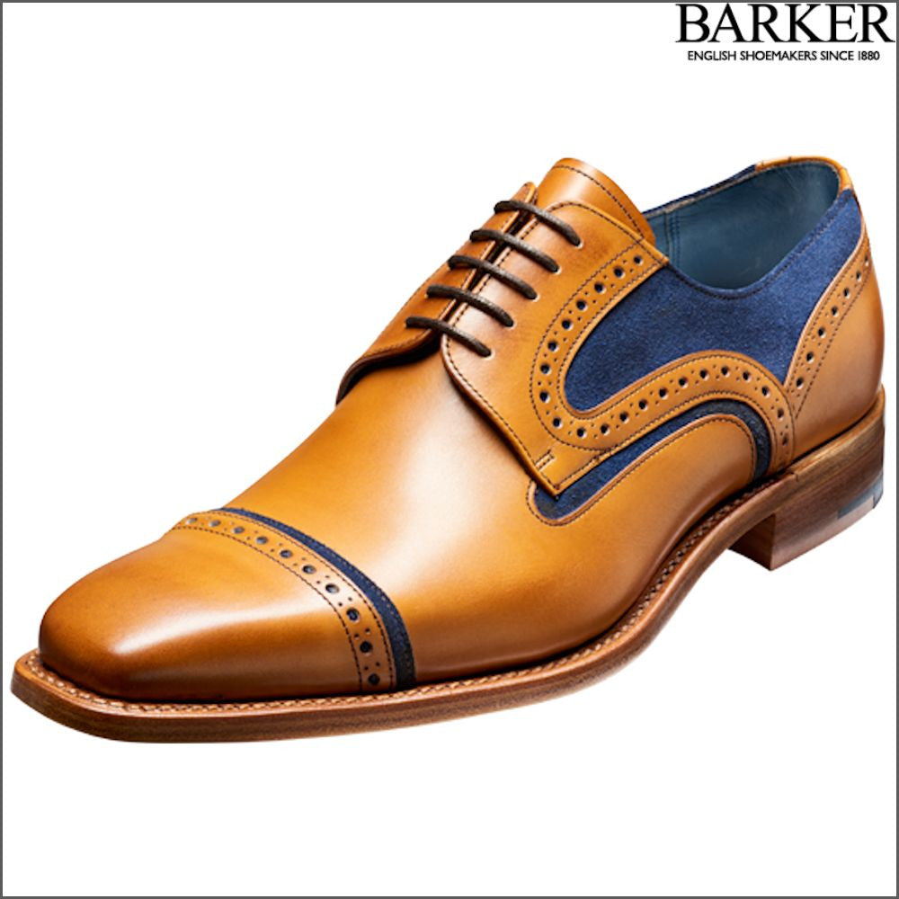 Barker Haig Cedar Calf With Blue Suede Derby Shoe* | cwmenswear