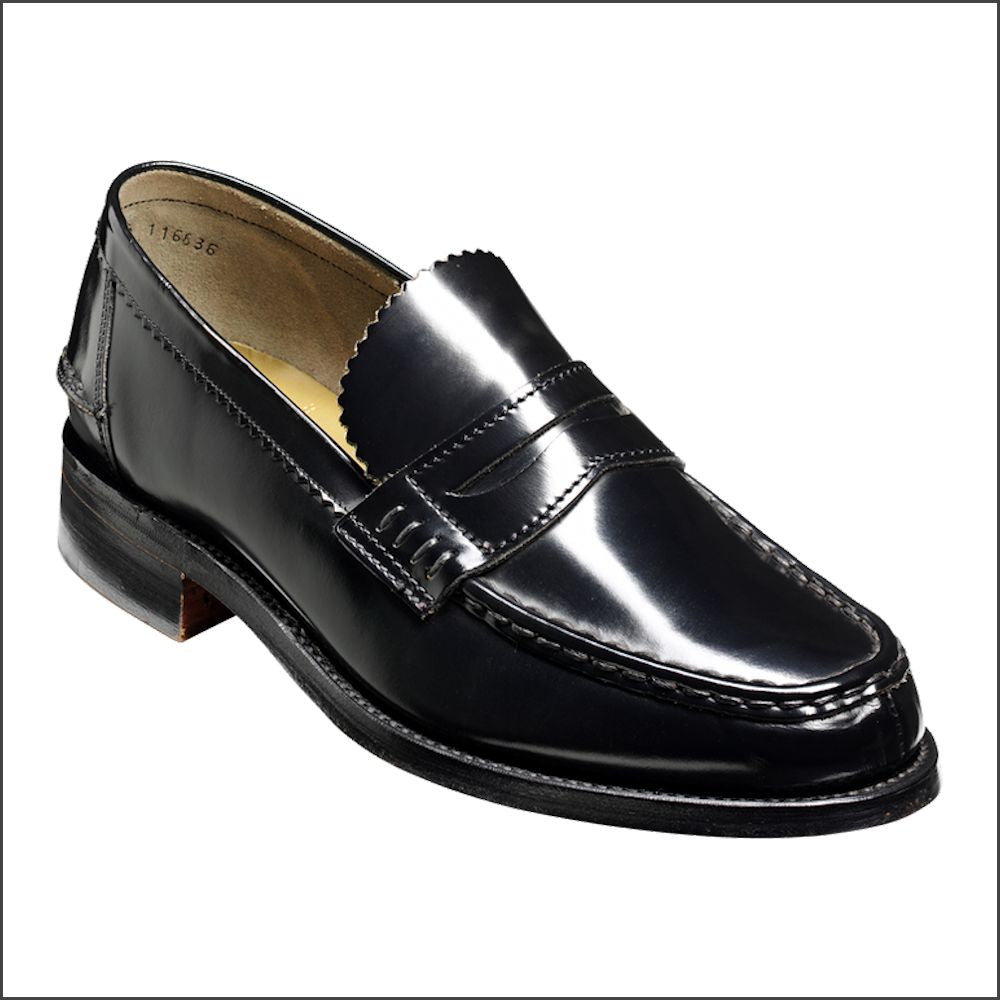 Barker Caruso Black Hi-Shine Penny Loafer/