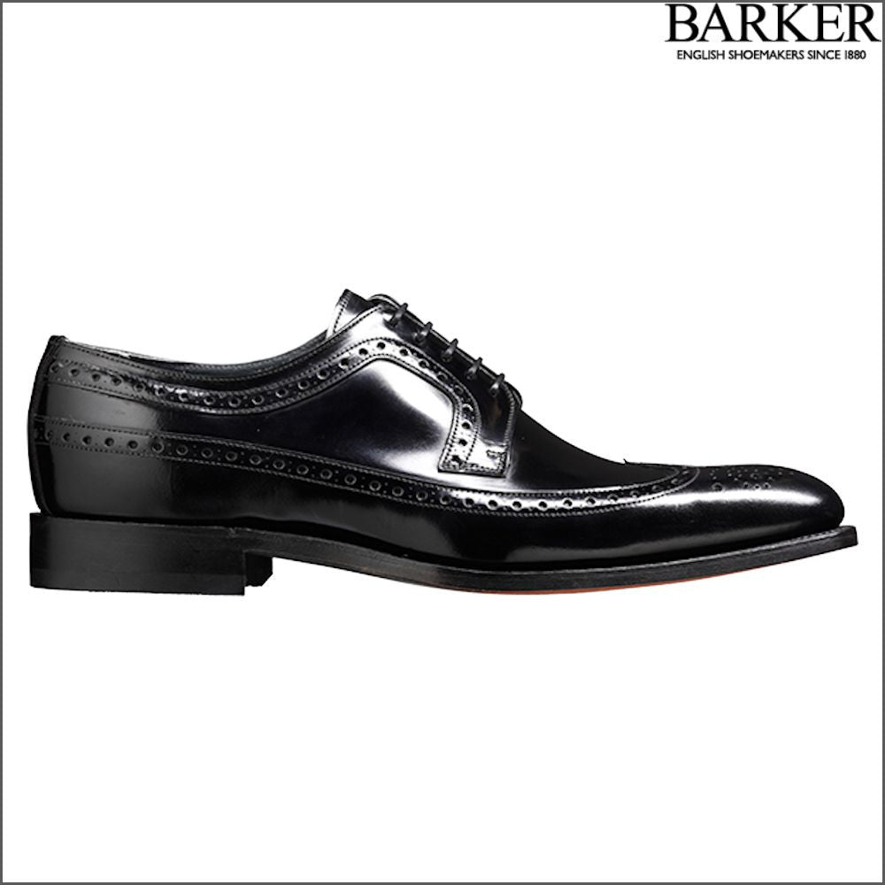 Barker Woodbridge Black Polish Wing Tip Derby/