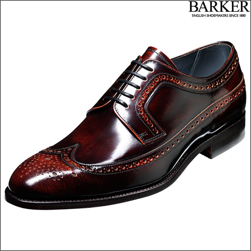 Barker Woodbridge Brandy Polish Wing Tip Derby/