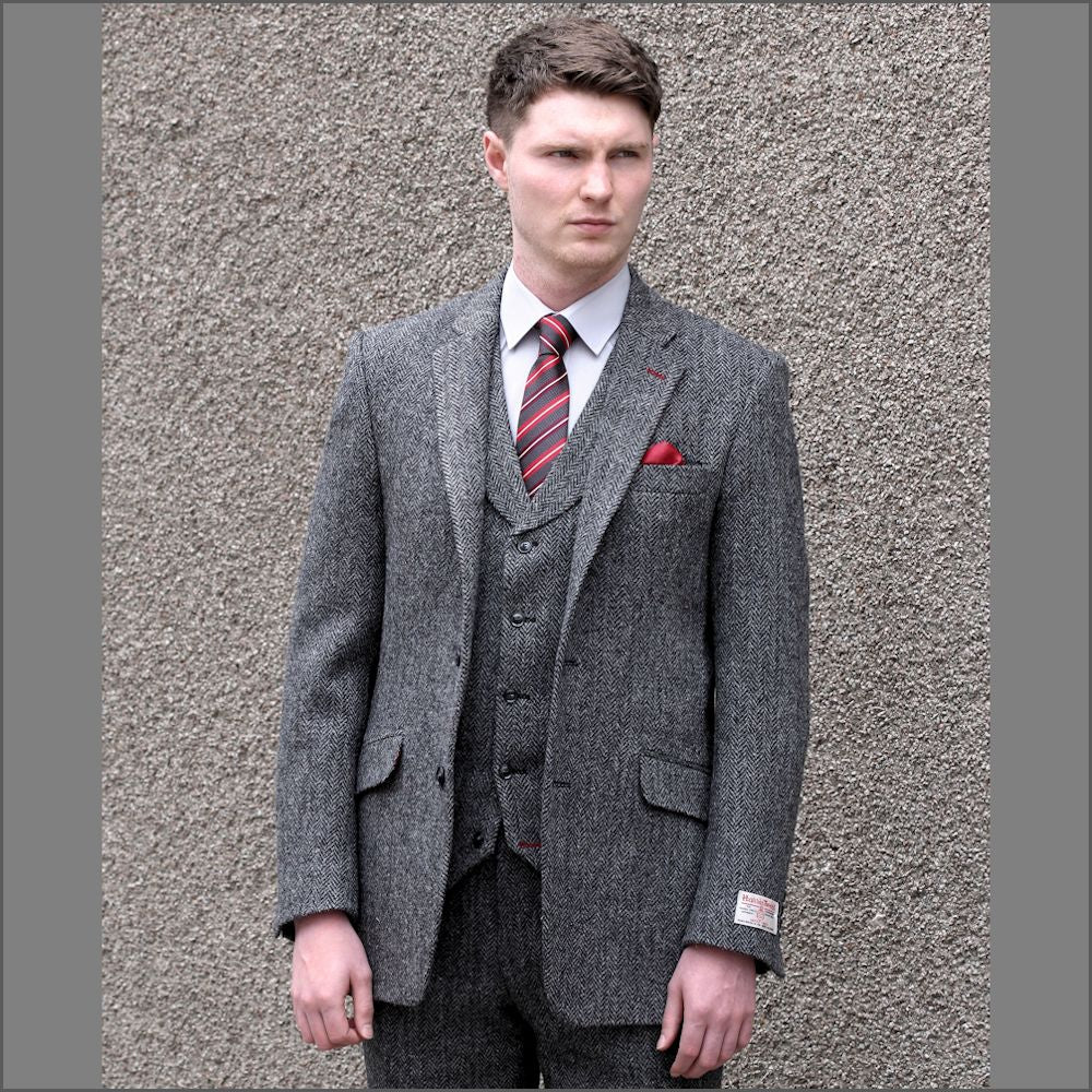 Harris Tweed Grey Herringbone Jacket>>