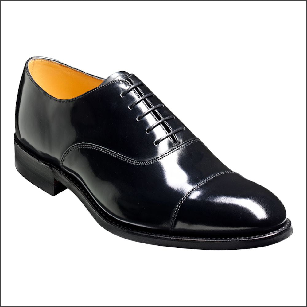 Barker Cheltenham Black Hi-Shine Oxford Toe Cap/