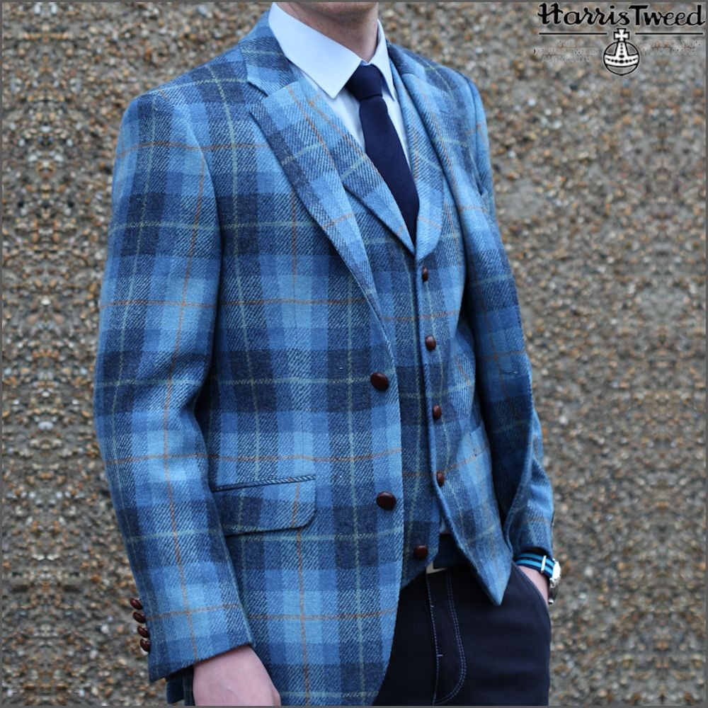 Harris Tweed Light Blue Check Jacket>>