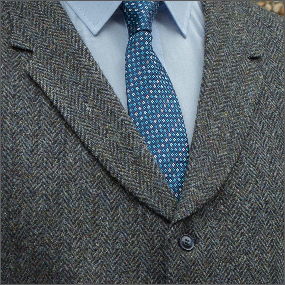 Harris Tweed Heather Blue Herringbone 3pc Suit | cwmenswear