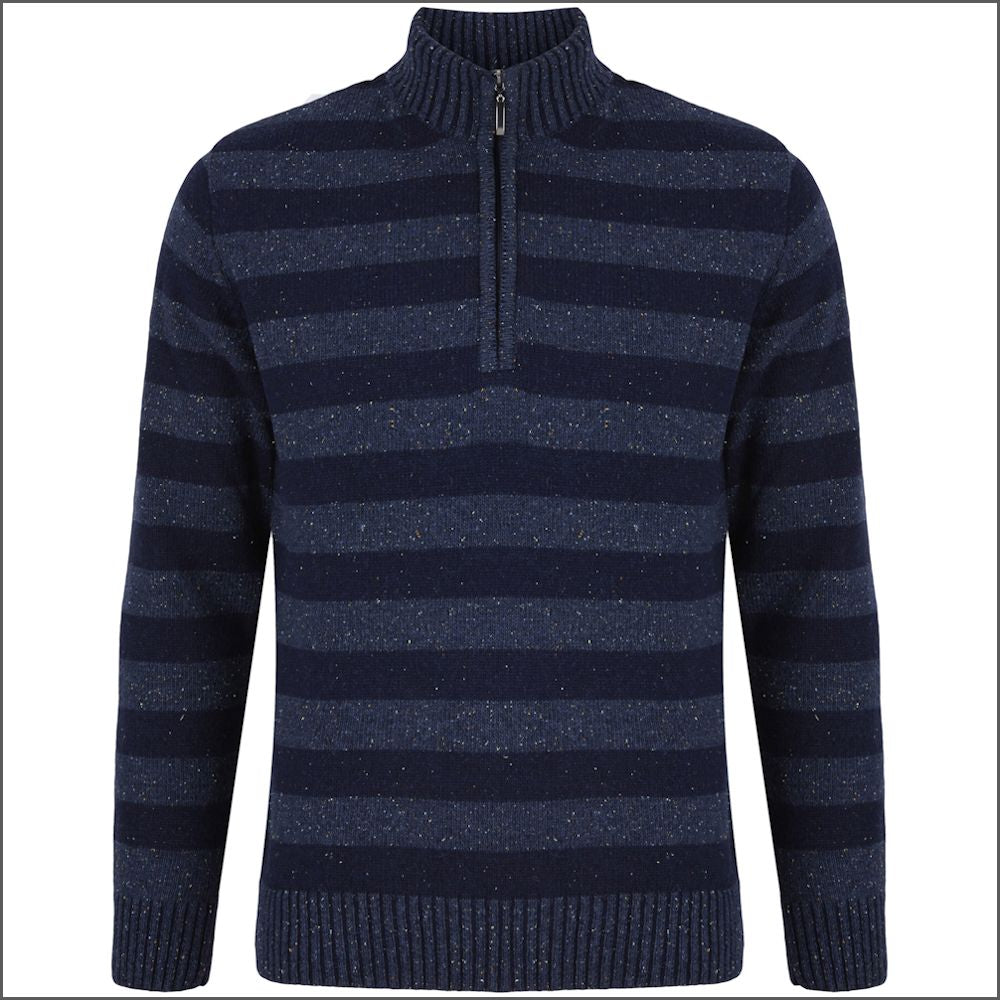 Drifter Blue fleck Zip Neck^