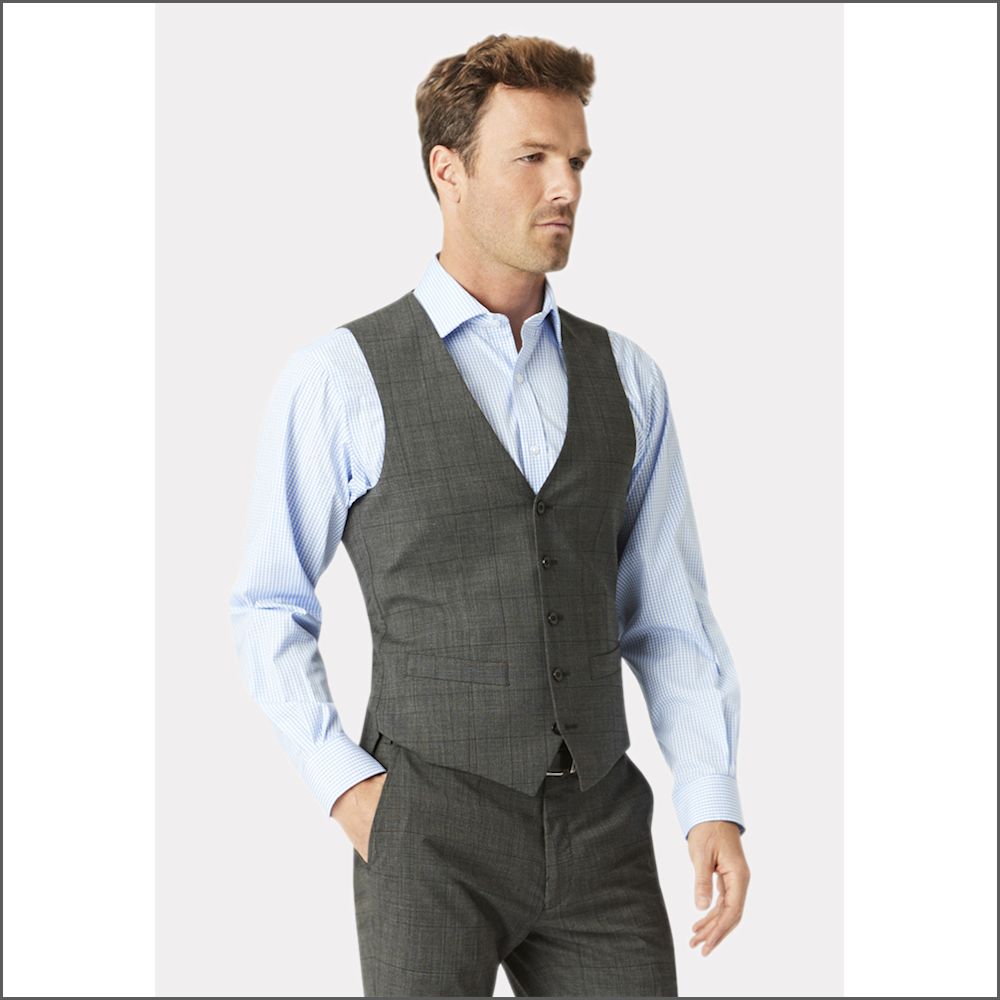 Brook Taverner Cassino Grey Check  Waist Coat/