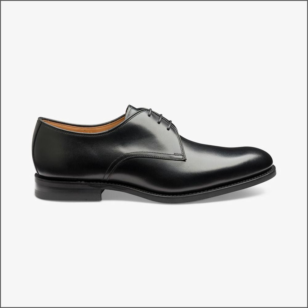 Loake Gable Black Contemporary Plain Tie Shoe*