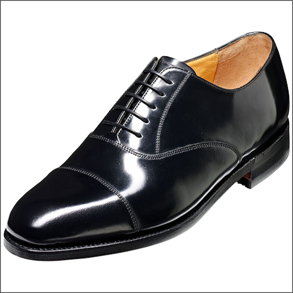 Barker Arnold Black Hi-Shine Oxford Toe Cap: | cwmenswear