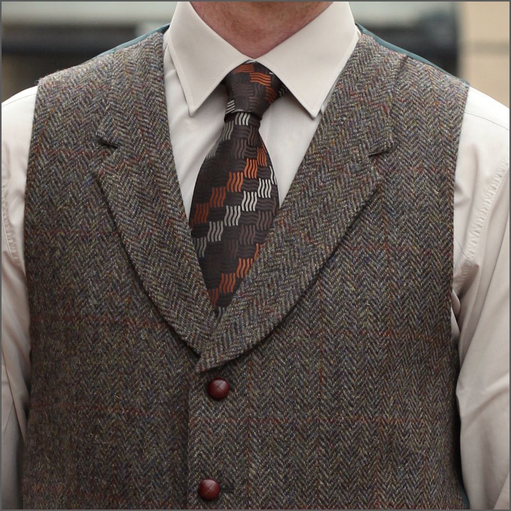 Harris Tweed Brown Herringbone Waist Coat | cwmenswear
