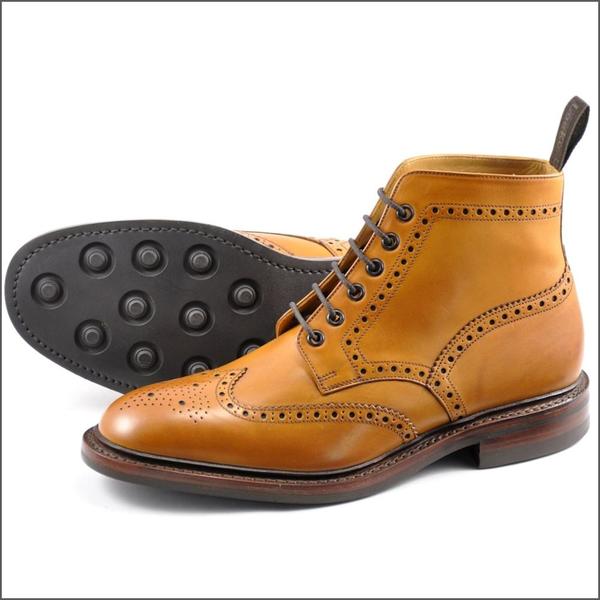 Loake Burford Tan Brogue Rubber Sole Boot* | cwmenswear