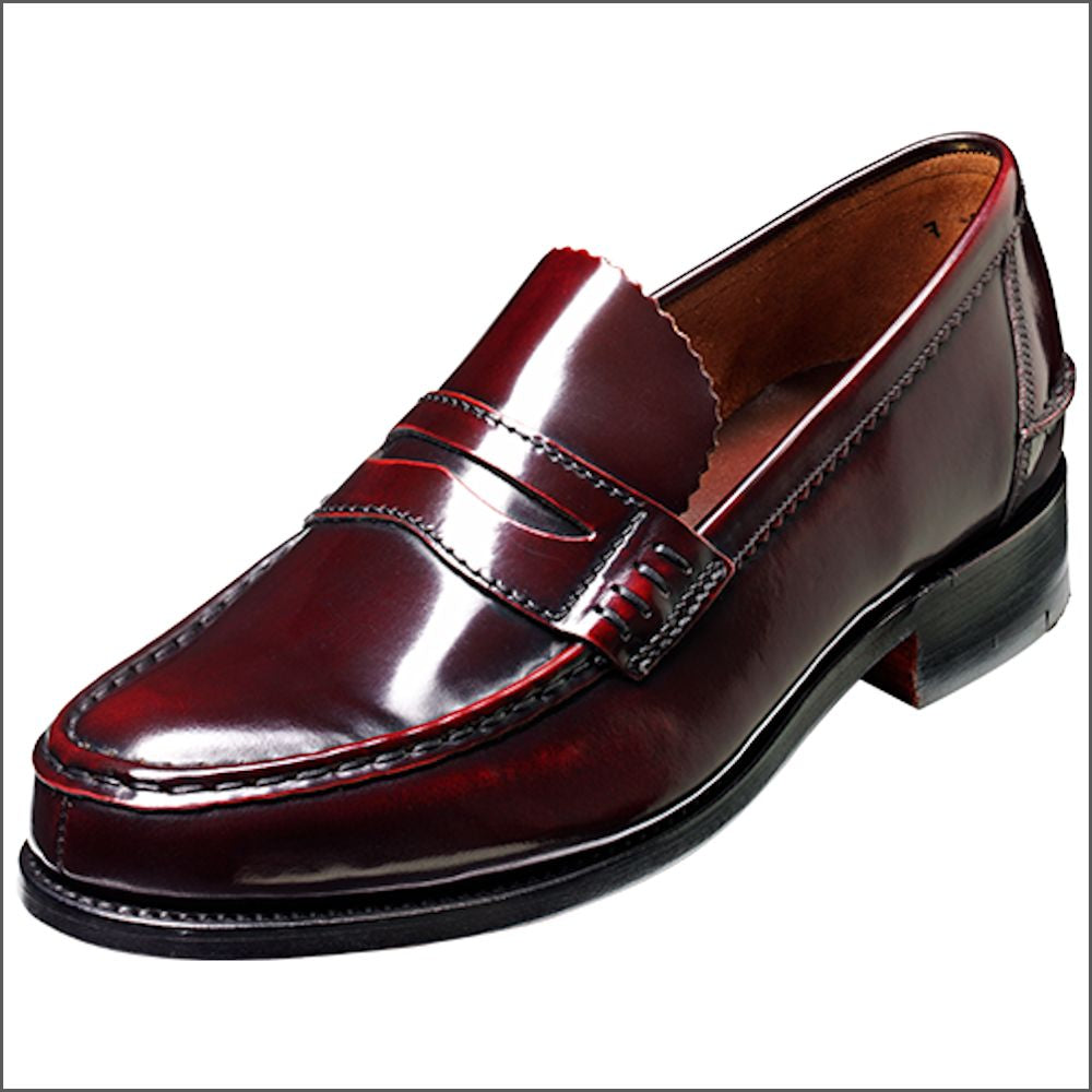 Barker Caruso Burgundy Hi-Shine Penny Loafer/