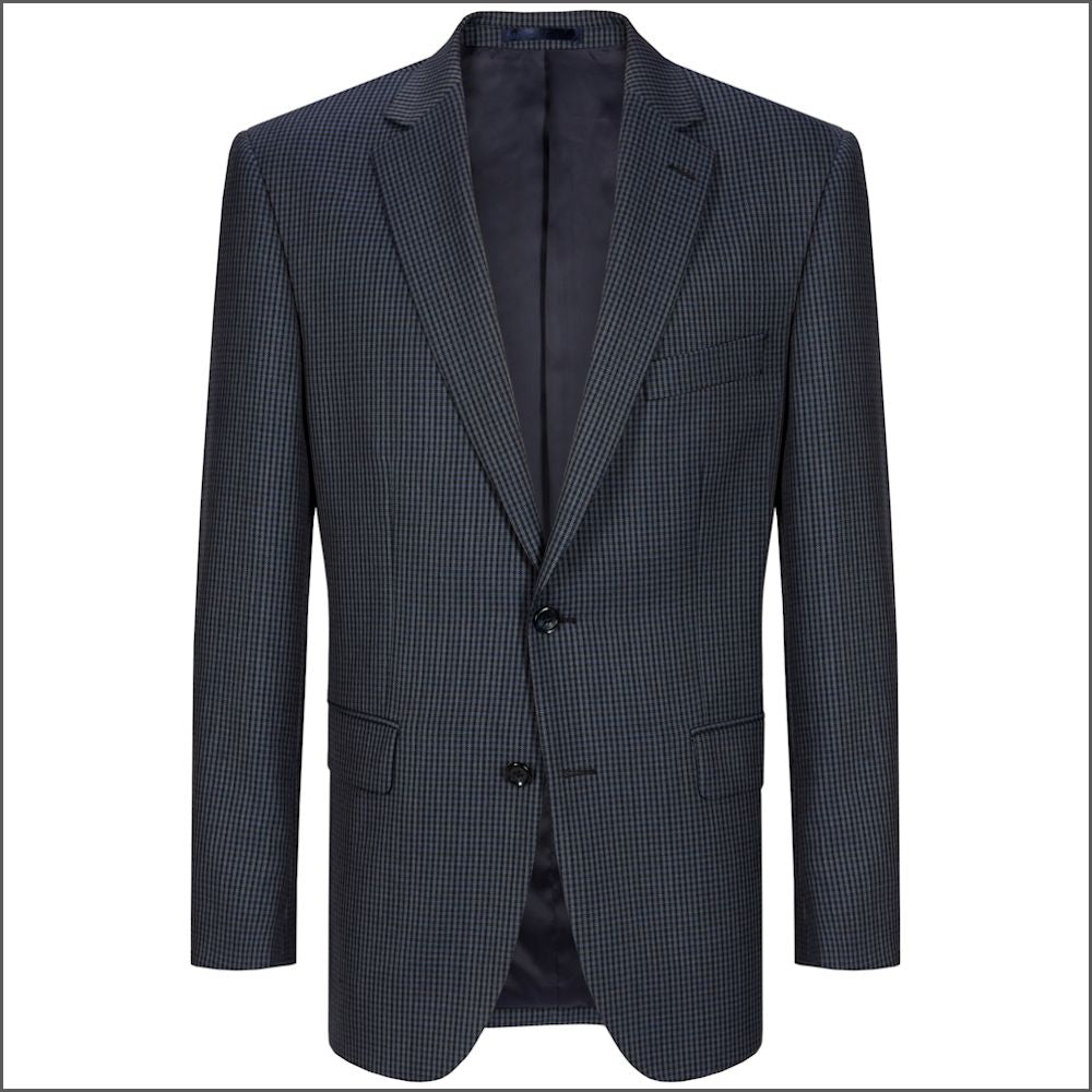 Wellington Dark Blue Fine Check City Jacket-