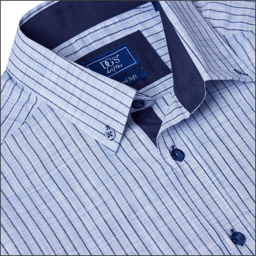 Dg's Blue Woven Stripe SS Shirt-