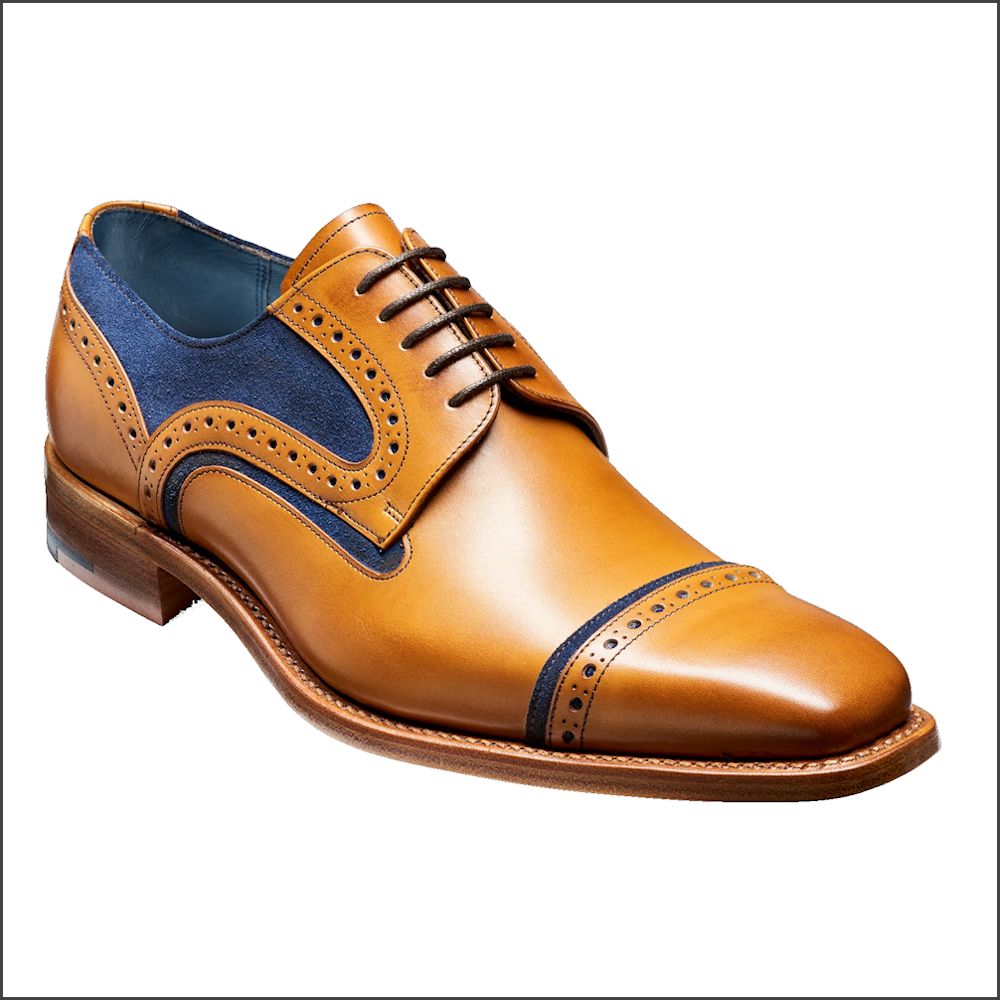 Barker Haig Cedar Calf With Blue Suede Derby Shoe* | cwmenswear