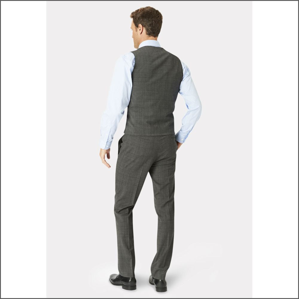 Brook Taverner Cassino Grey Check  Waist Coat/