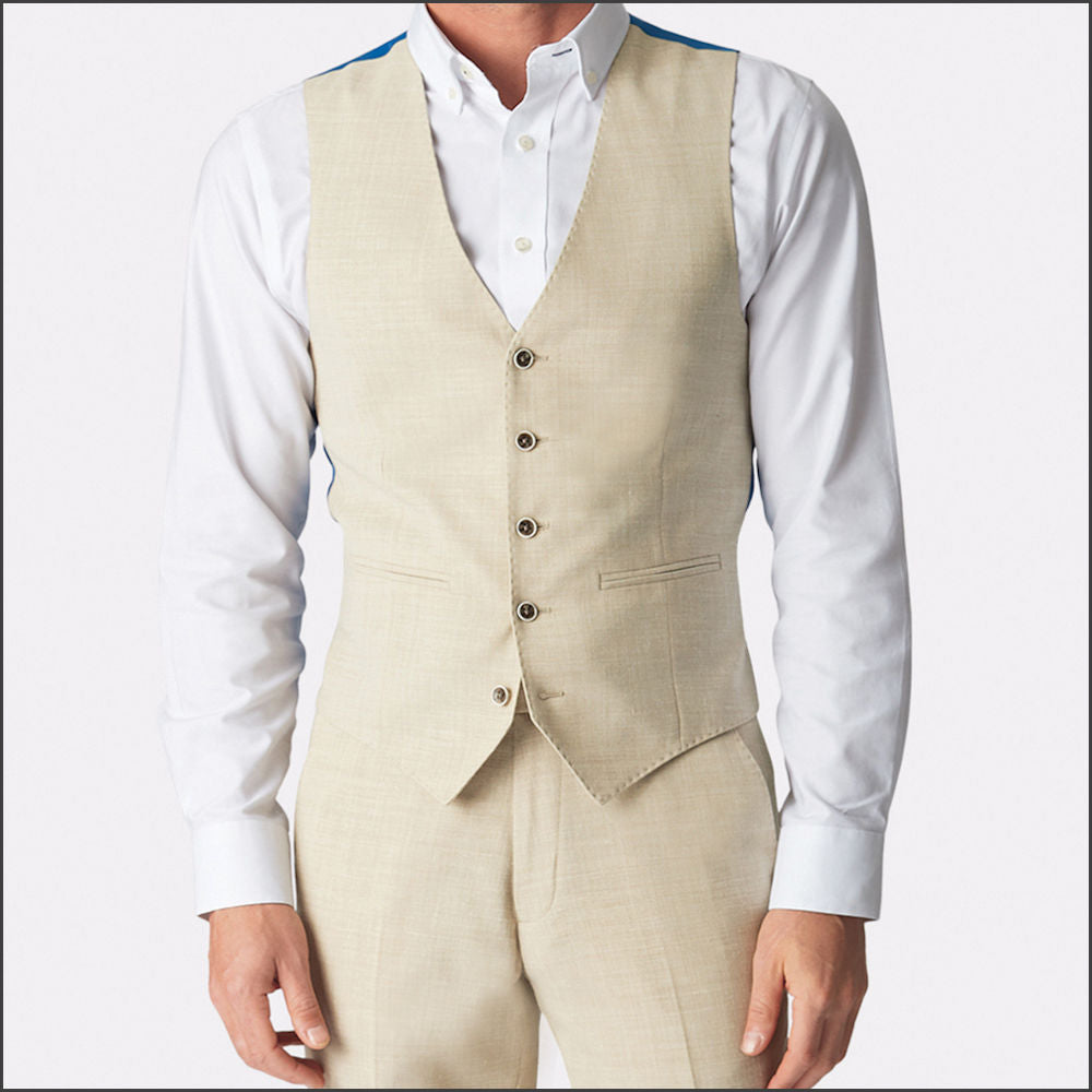 Constable Tailored Fit Natural Linen Blend Waist Coat from Brook Taverner