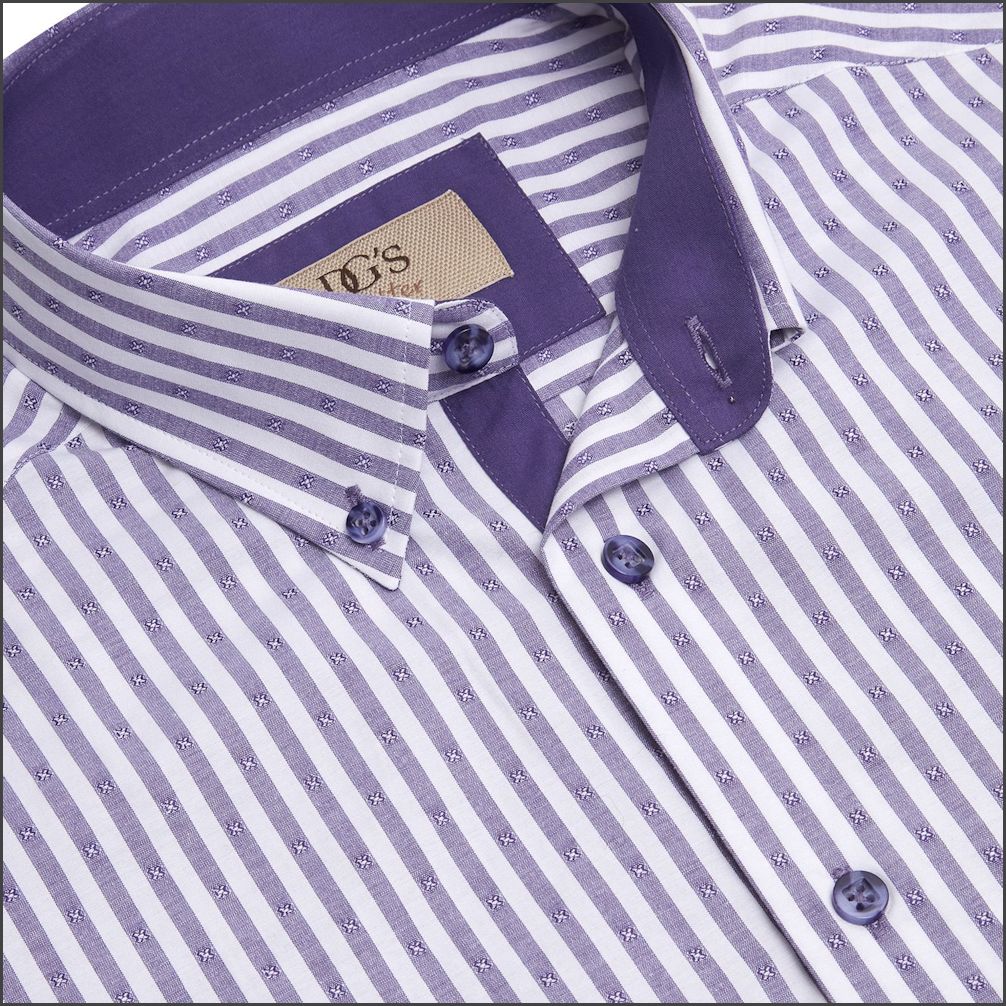 Drifter Ivano Purple & White Stripe SS Shirt+