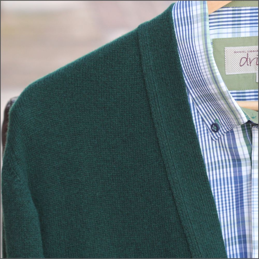 Peter Scott Tartan Green New Wool Cardigan^