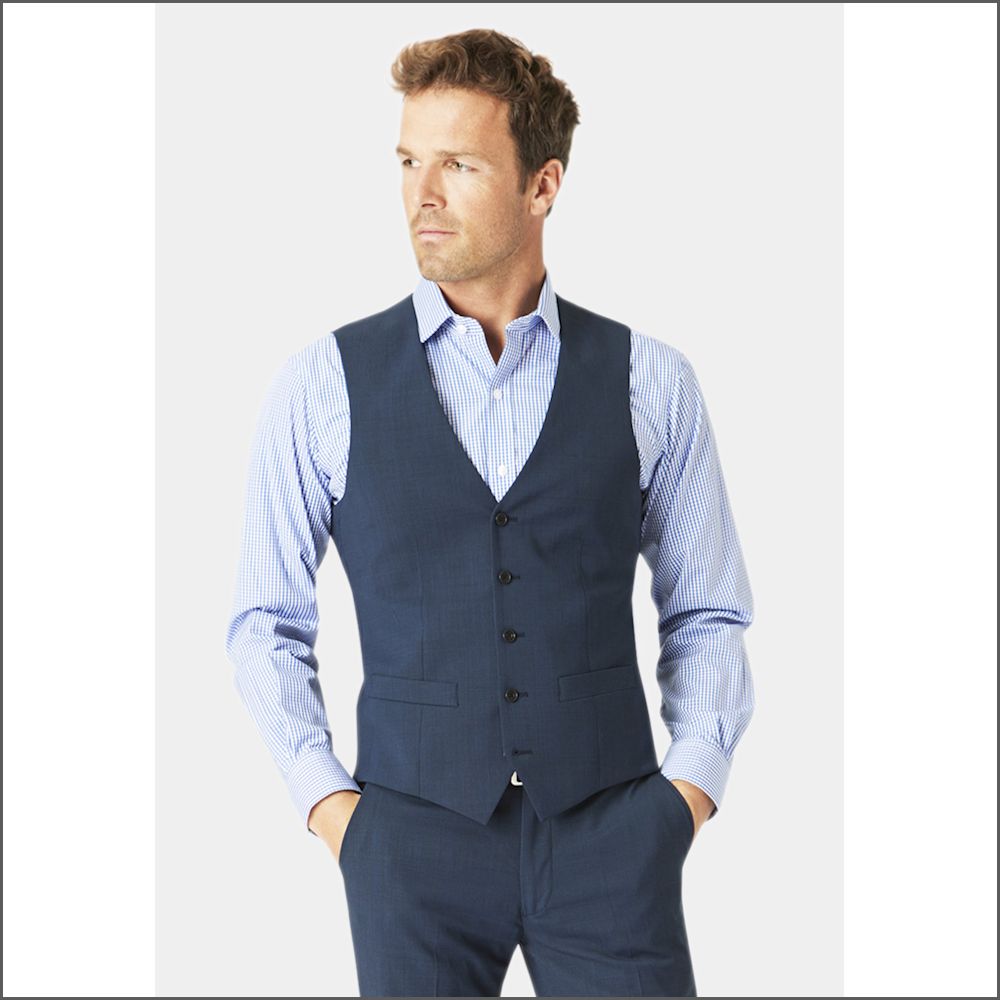 Brook Taverner Cassino Navy Check  Waist Coat**