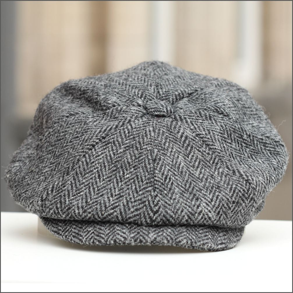 Harris Tweed Carloway 8 Piece Grey Herringbone Cap+