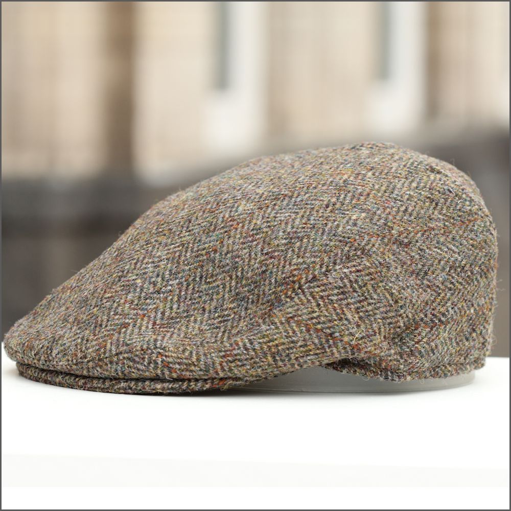 Harris Tweed Stornoway Brown Herringbone Cap+