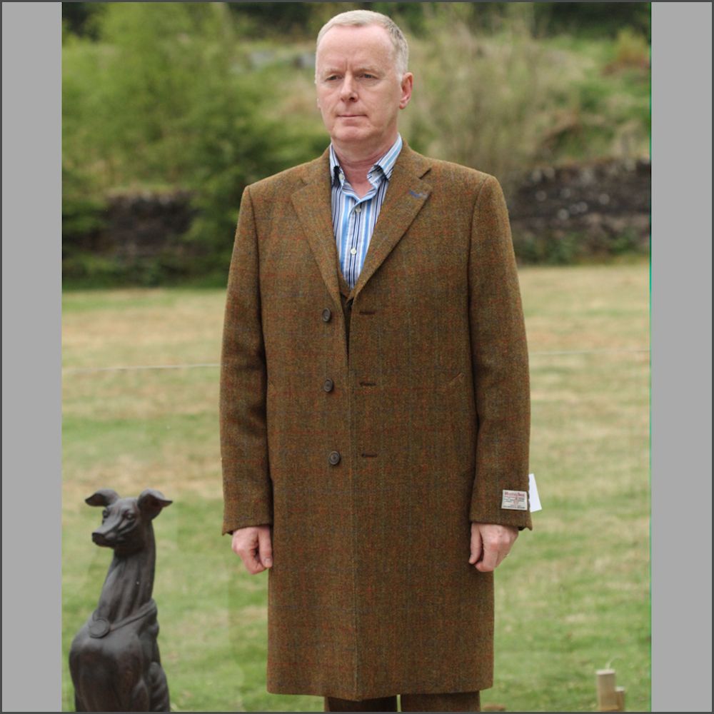 Harris Tweed Rust Check Overcoat<>