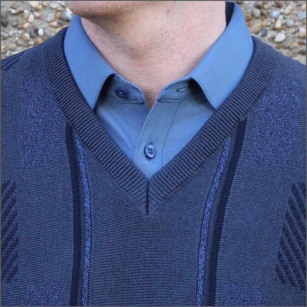 DG's Petrol Blue Pattern V Neck^