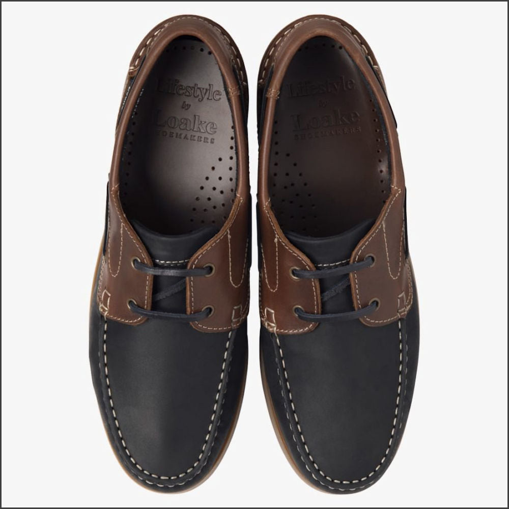 Loake Lymington Navy Brown Nubuck Boat Shoe*