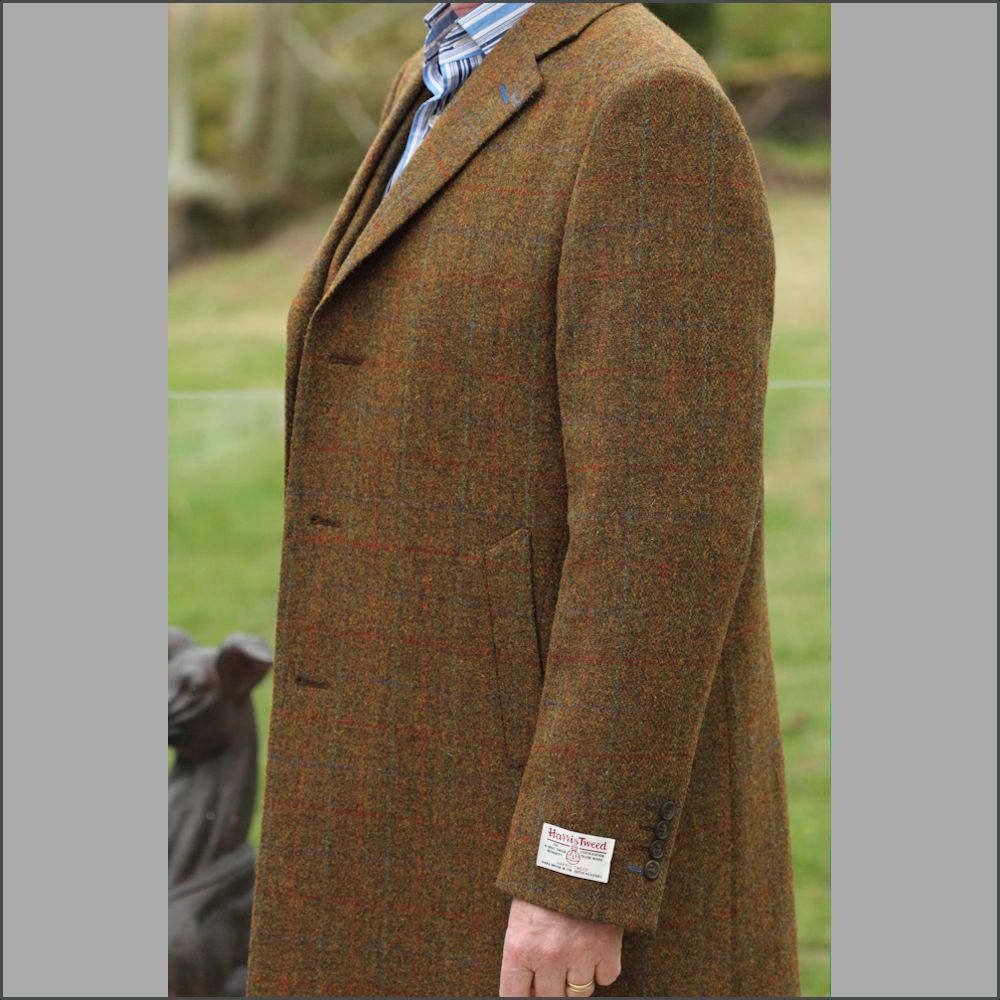 Harris Tweed Rust Check Overcoat<>