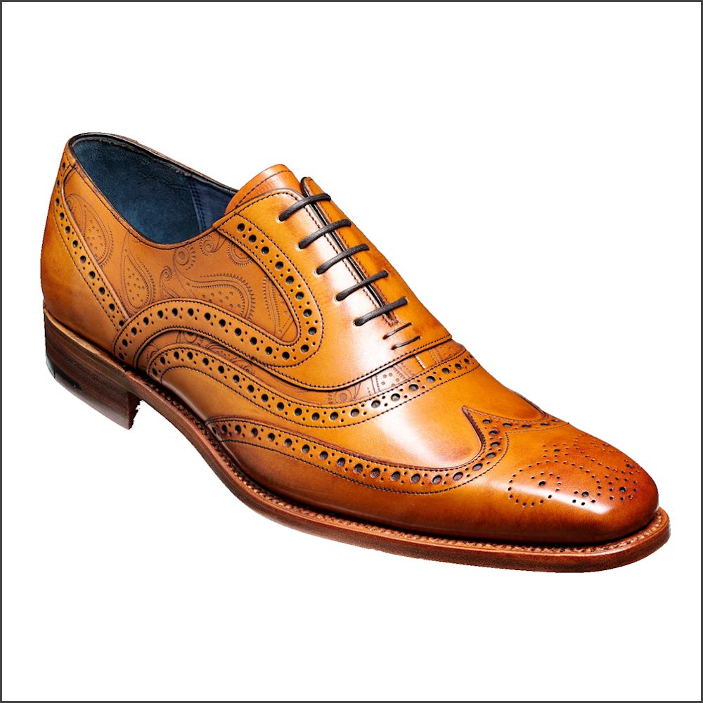 Barker McClean Cedar Calf/Paisley Laser Wingtip Brogue/