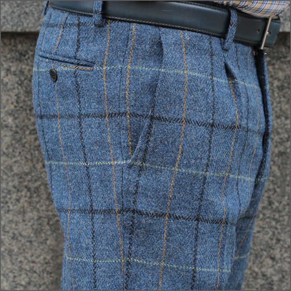 Harris Tweed Ensay Bule Marl Trouser>>