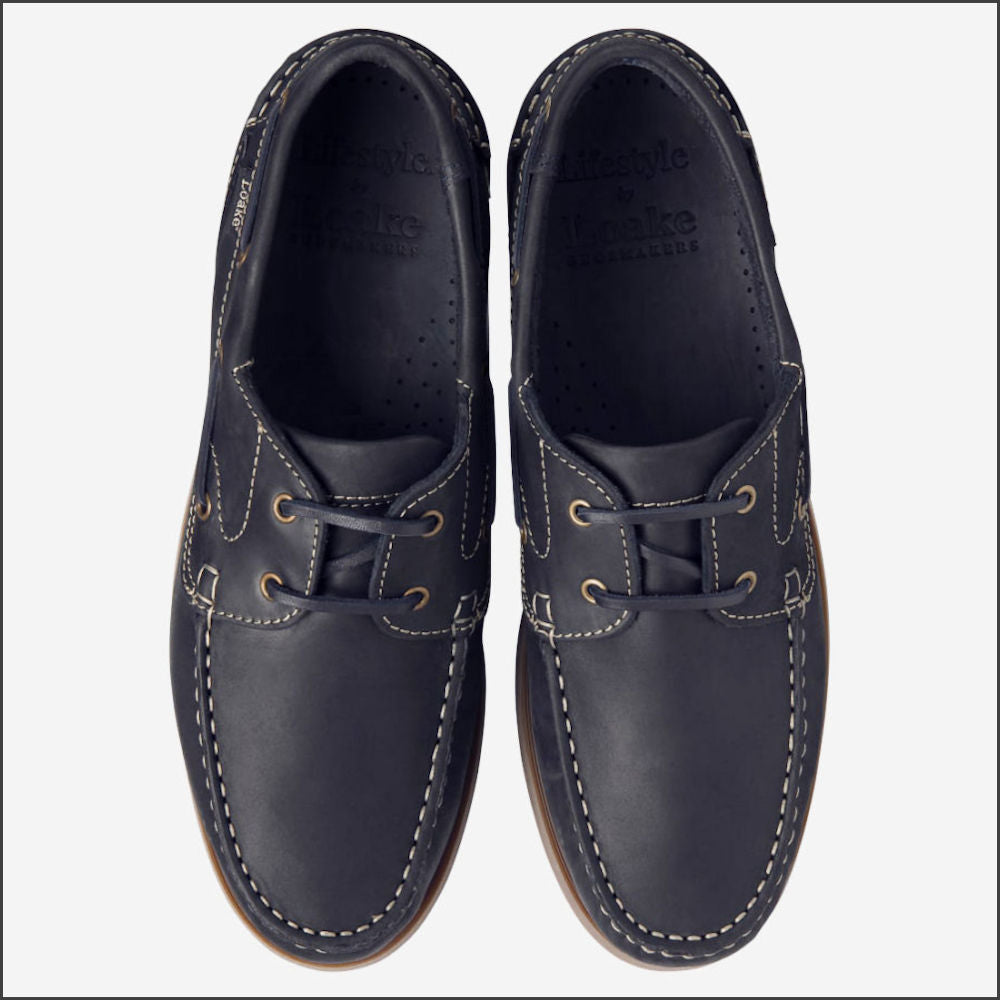 Loake Lymington Navy Nubuck Boat Shoe*