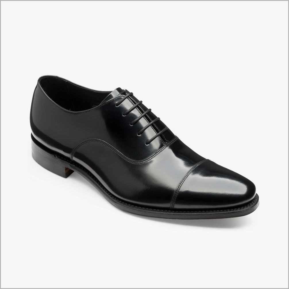 Loake Smith Black Toe Cap Oxford Shoe 