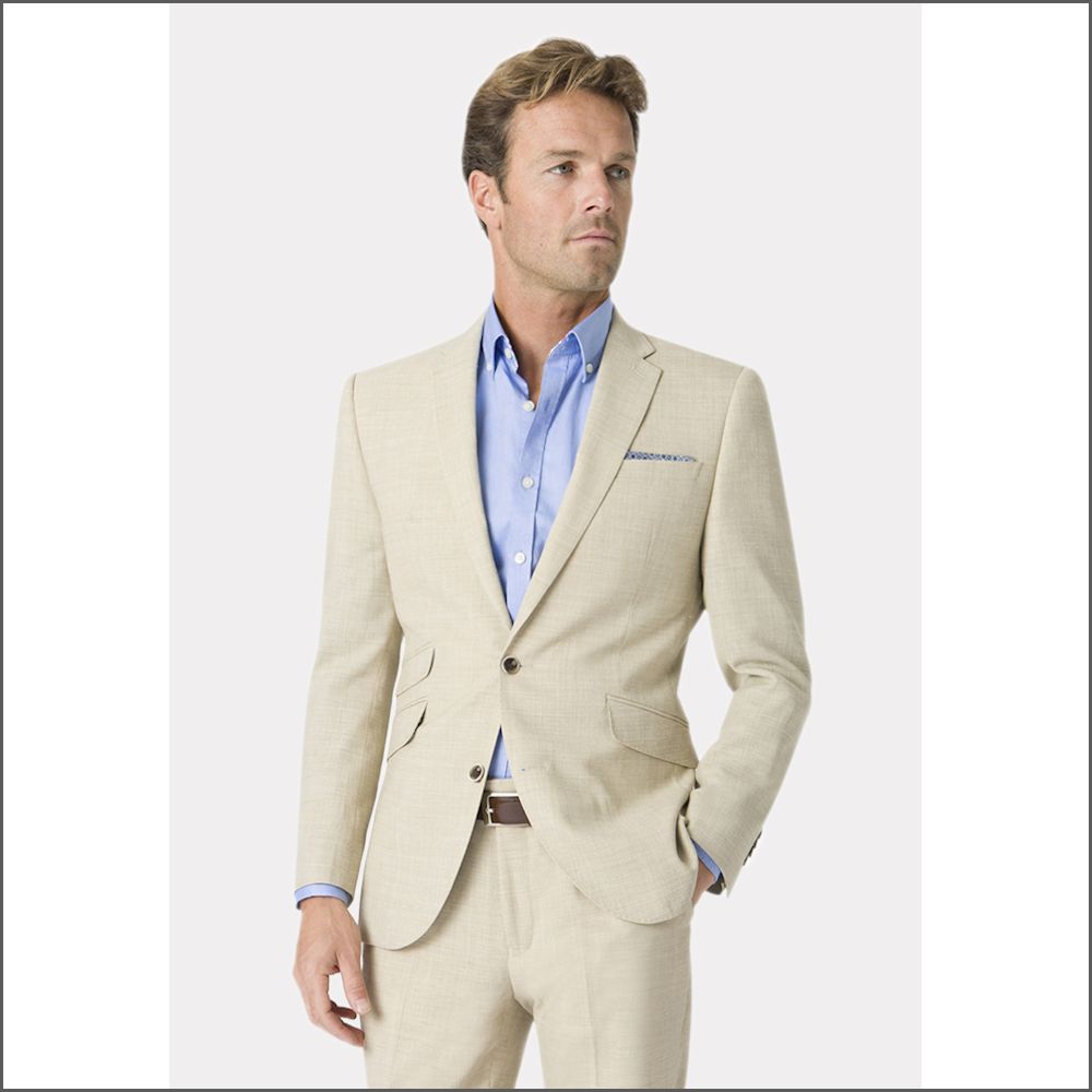 Constable Tailored Fit Natural Linen Mix Jacket from Brook Taverner