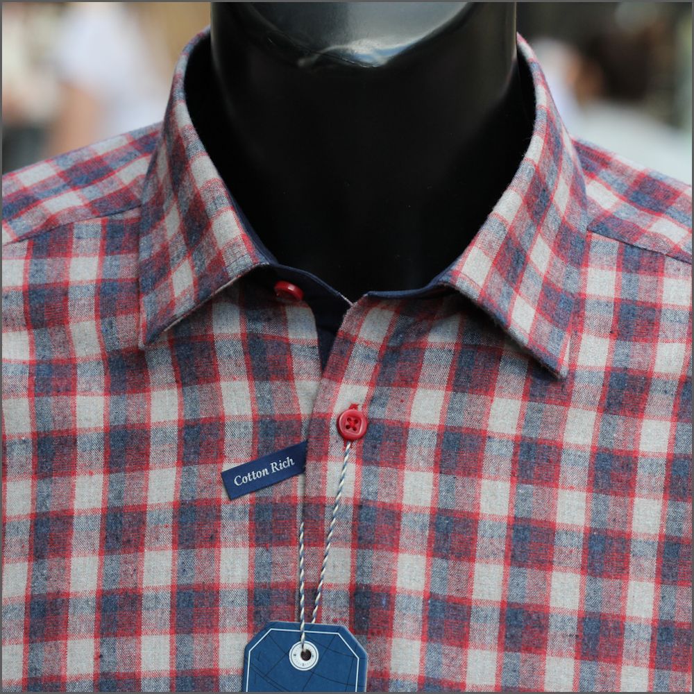 Drifter Giovanni Red & Navy Checked Shirt^