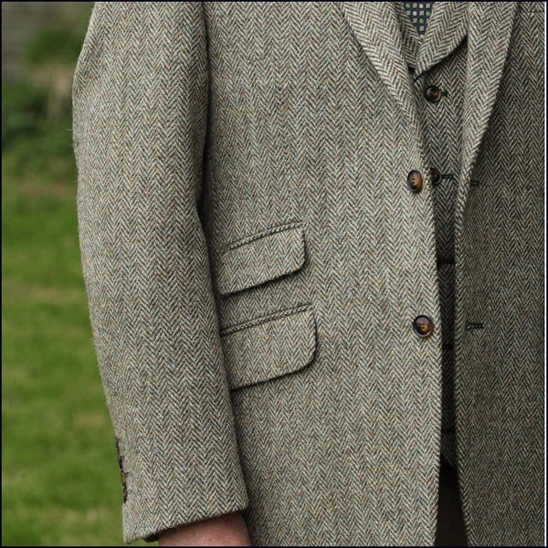 Harris Tweed Beige Herringbone Jacket, | cwmenswear