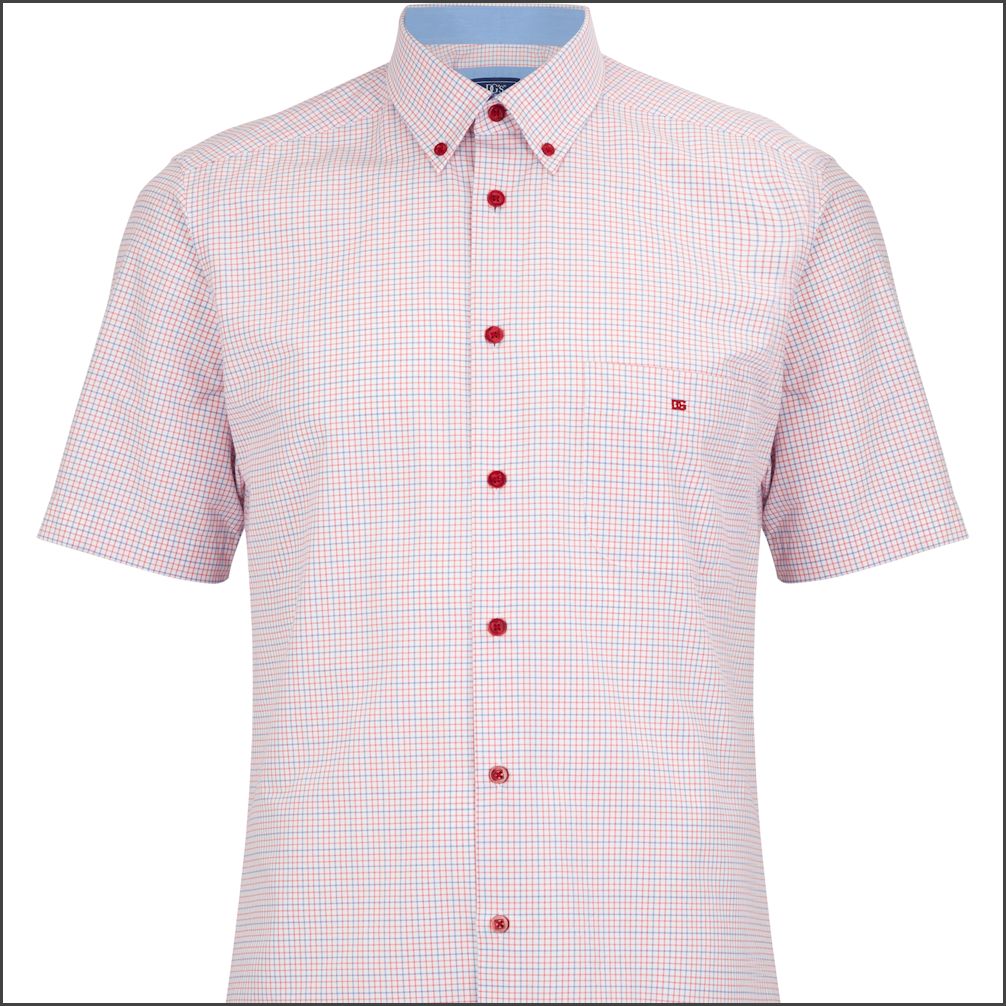 Dg's Red Fine Check Short Sleeve-