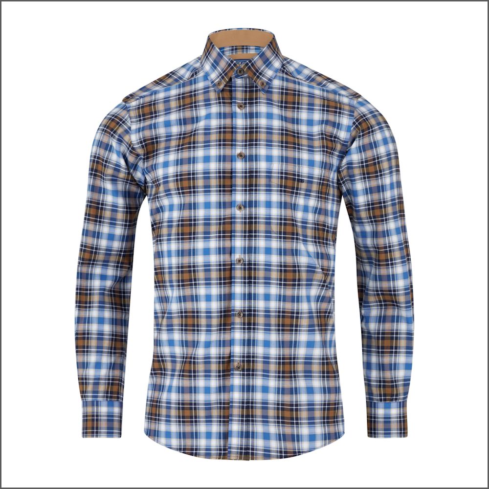 Drifter Ivano Tan, Blue Check Shirt^