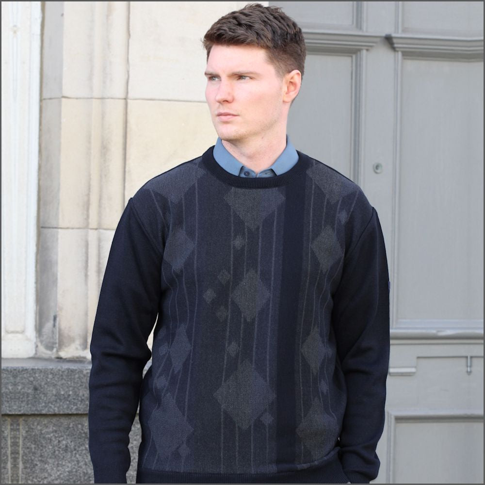 DG's Navy Pattern Crew Neck<>