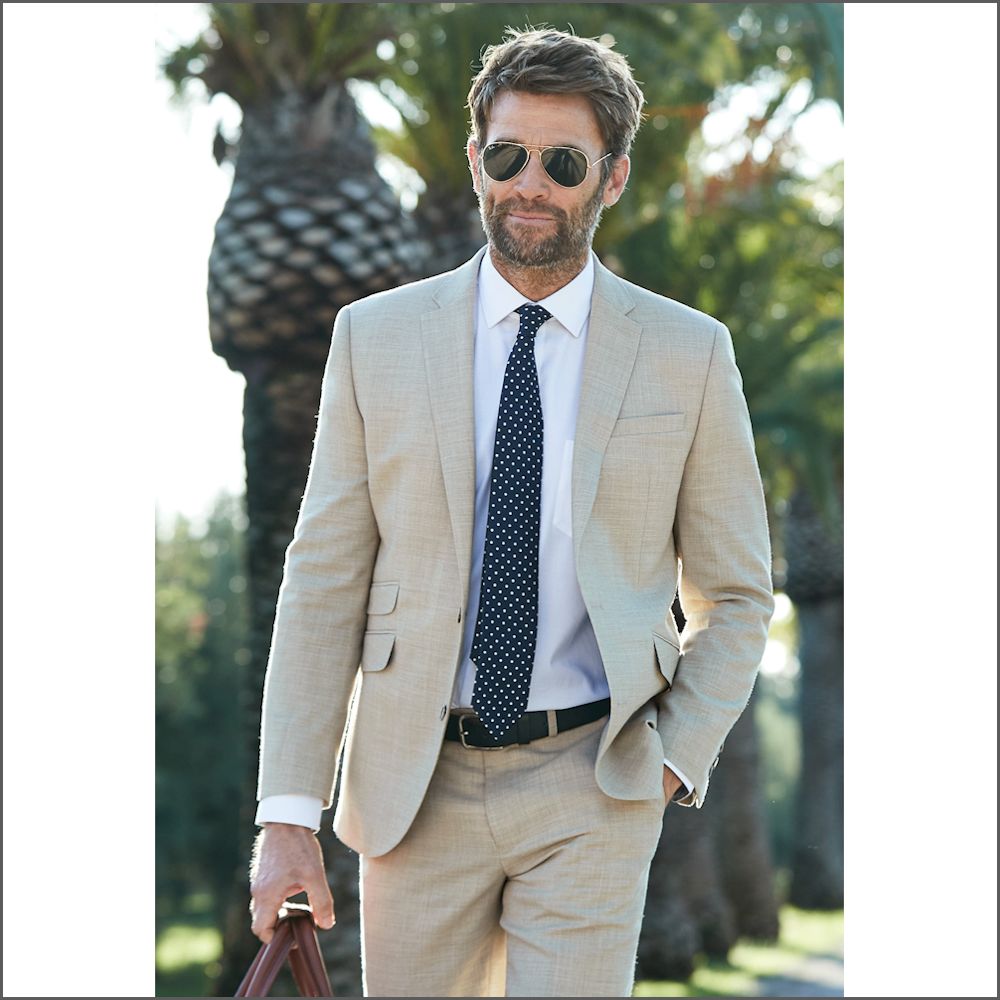 Constable Tailored Fit Natural Linen Mix Jacket from Brook Taverner