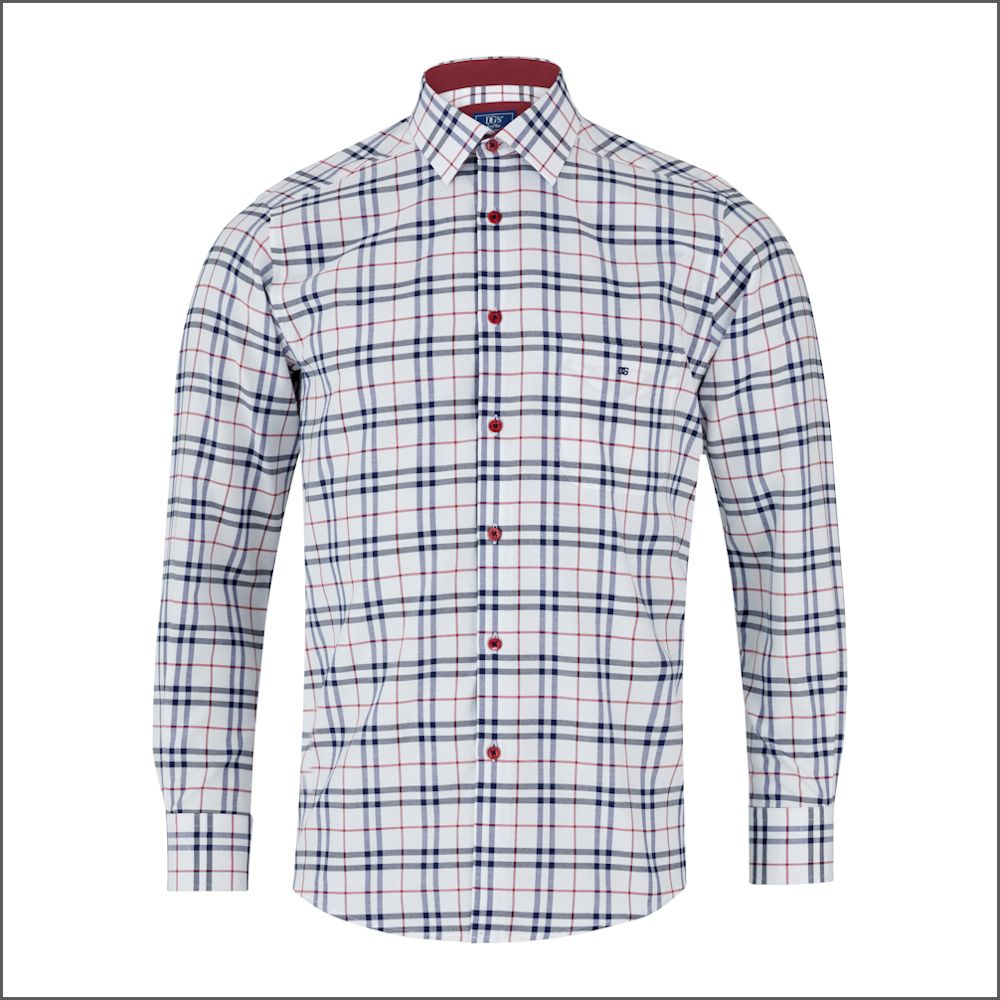 Drifter Giovanni Navy, white & Red Check Shirt^